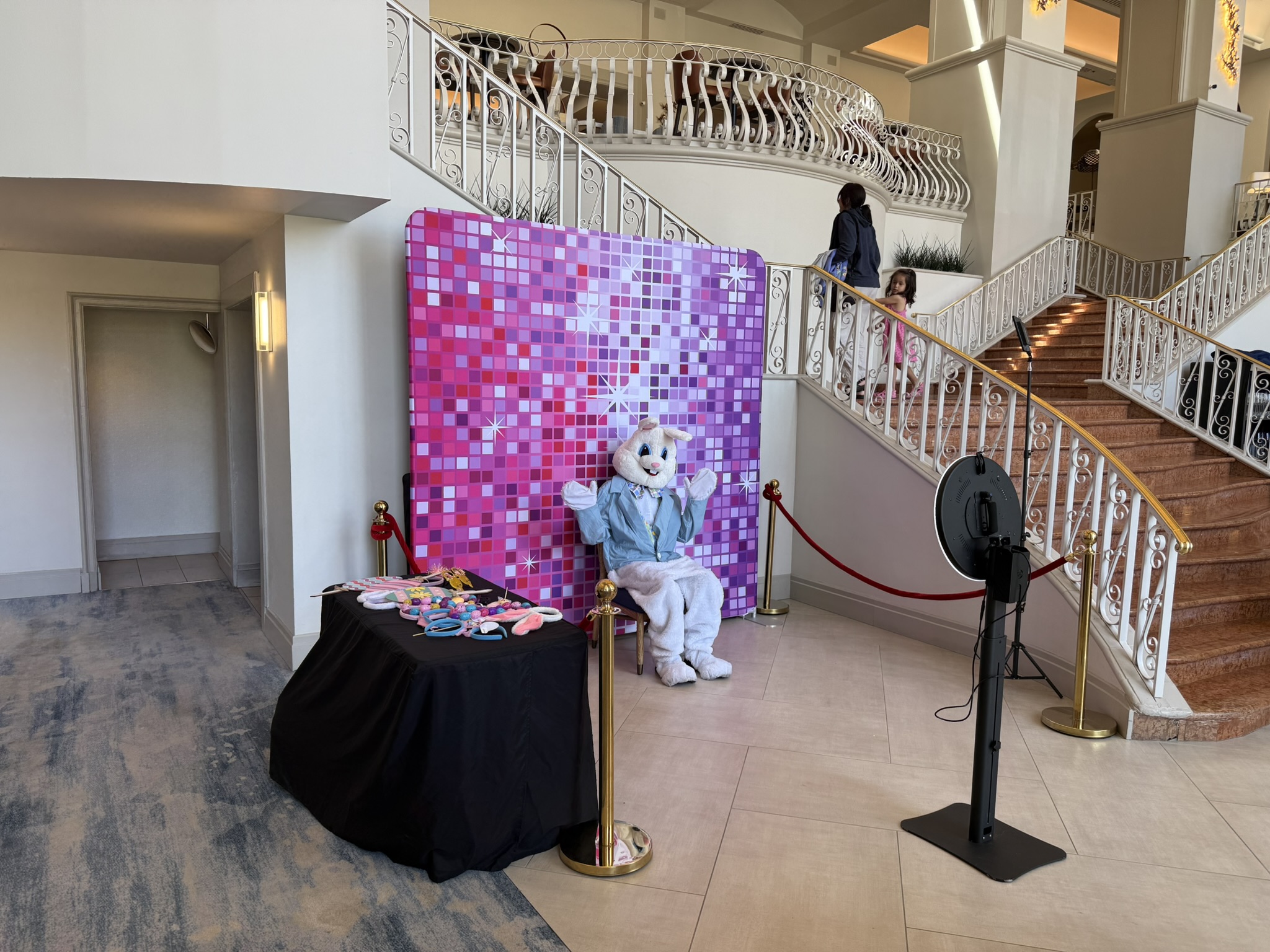Photo booth activation at grand resort lobby staircase, Tucson AZ event
