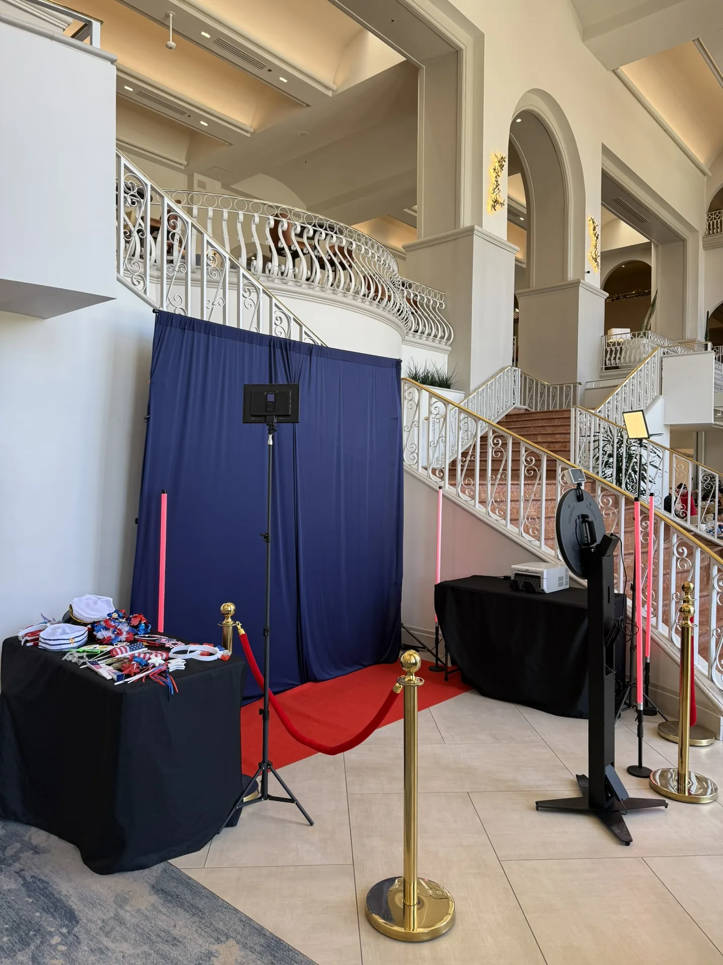 360 booth red carpet setup at grand hotel lobby Tucson
